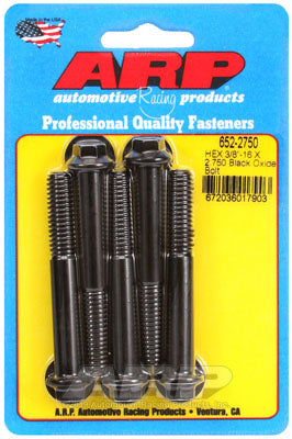 ARP 652-2750 SAE Bolt Kit 3/8-16 X 2.750 hex black oxide bolts Photo-0