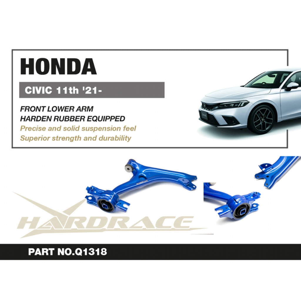 HARDRACE Q1318 Front lower arm (harden rubber) - 2pcs/set for HONDA Civic 2021+ Photo-1
