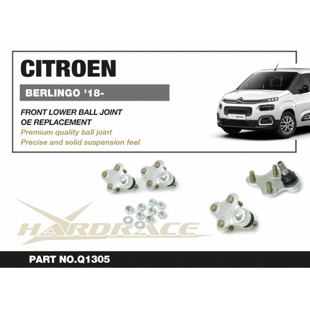 HARDRACE Q1305 Front lower arm ball joint OE replacement - 2pcs/set for CITROEN Berlingo 2018+ / PEUGEOT Rifter 2018+ Photo-1