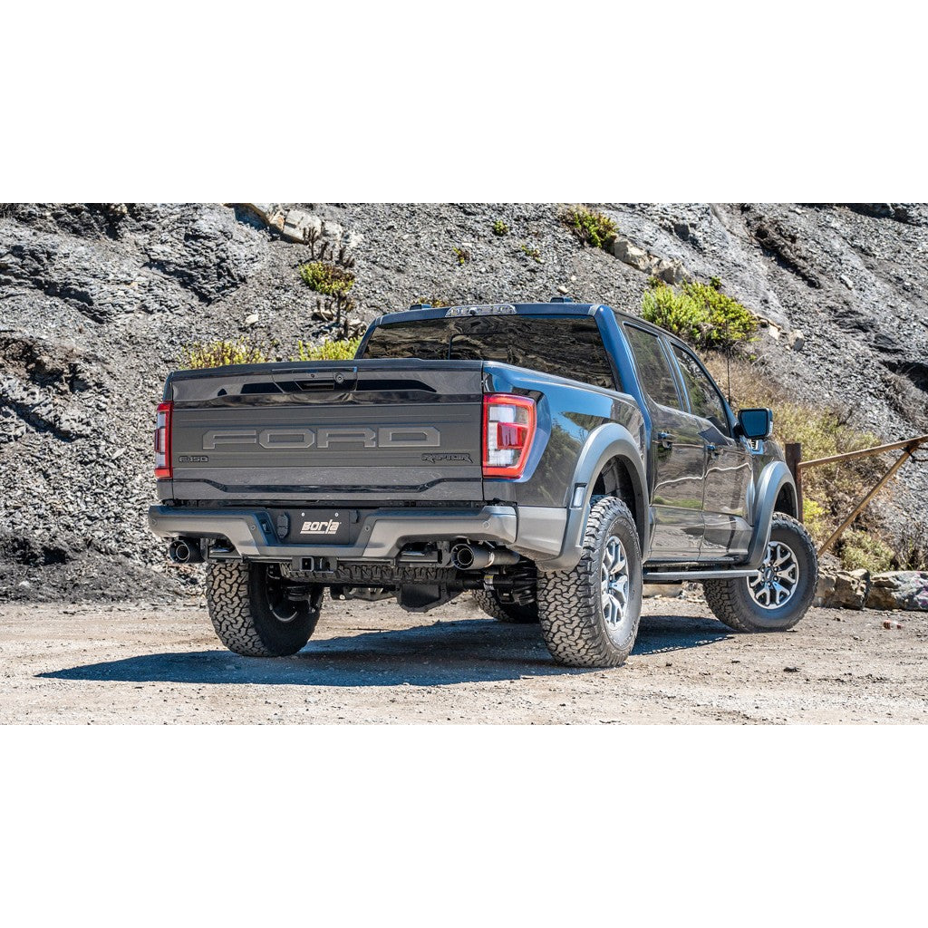 BORLA 60727CFBA Tail Pipe Kit 3" (4.50" Carbon Fiber Black Anodized Tips) for FORD F-150 Raptor 2021- / Raptor R 2023- Photo-1