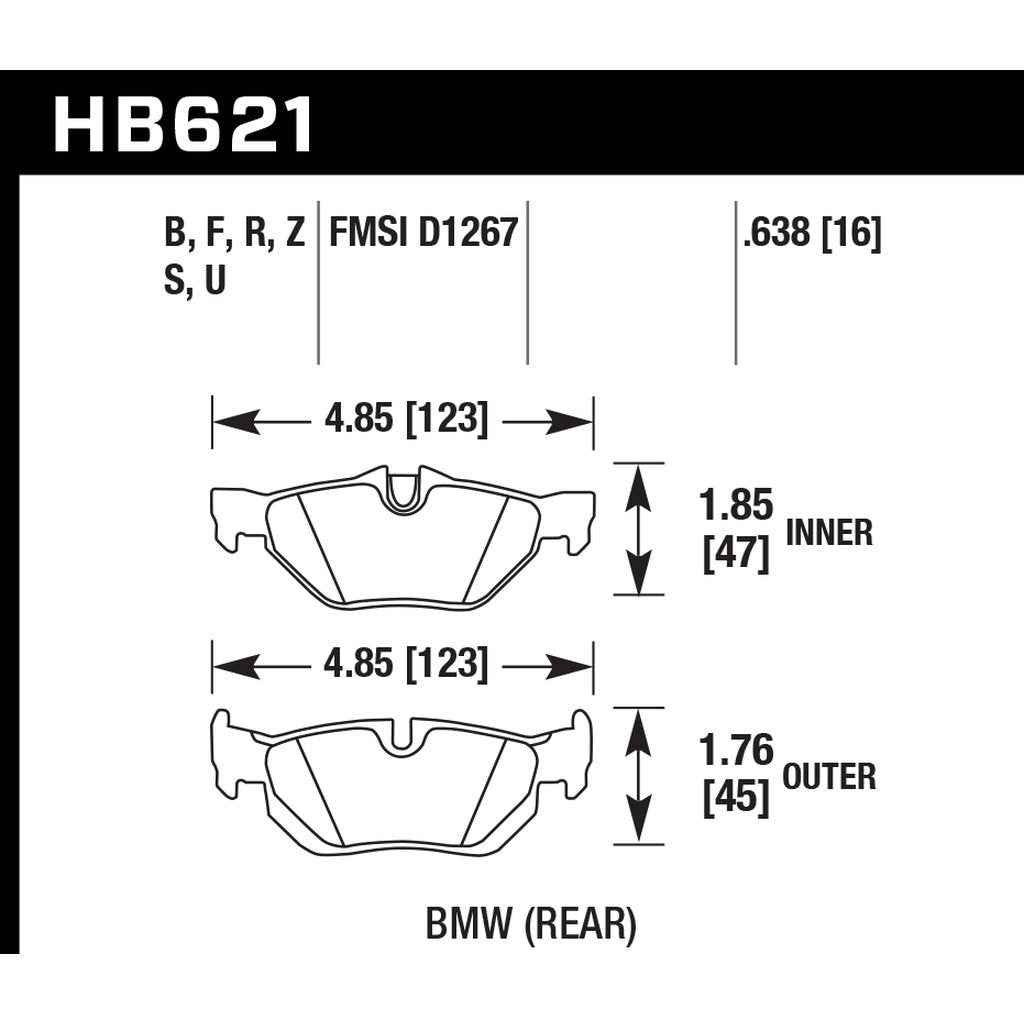 HAWK HB621N.638 Street / Motorsports Crossover Pads HP+ Photo-2