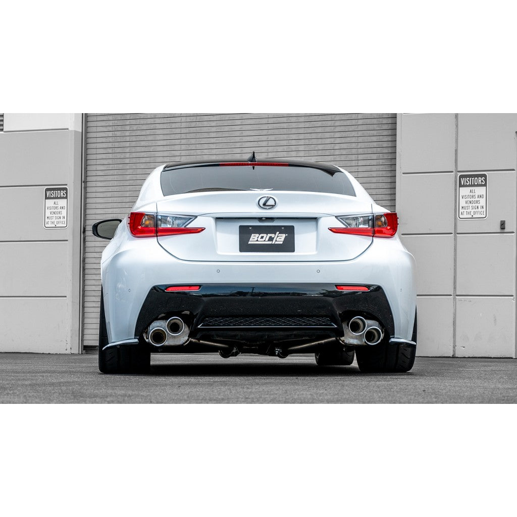 BORLA 11981 Exhaust System Axle-Back S-Type 2.50" D RD RL AC SR TIP: 4.0" RD X 8.0" Bright chrome for LEXUS RC F 2015-2024 / IS 500 5.0L V8 2015-2024 Photo-1
