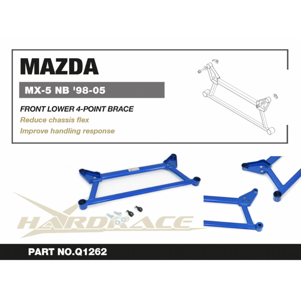 HARDRACE Q1262 Power Brace Front Lower 4-point for MAZDA Miata / MX-5 1999-2005 Photo-2