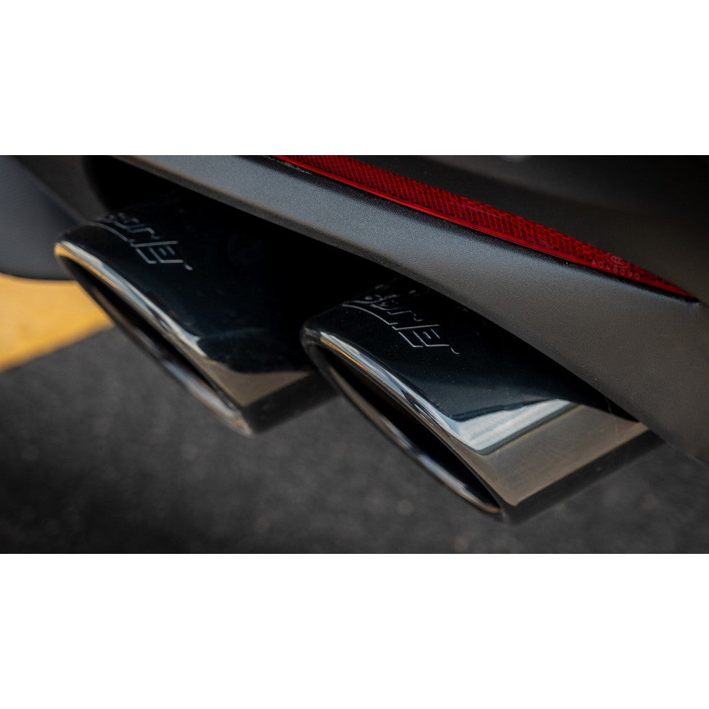 BORLA 140970BC Exhaust system Cat-Back ATAK 3" D RD RL AC BC SR Tip: 4" RD X 9.50" & 4" RD X 9.00" Black chrome Quad tip (Non-active exhaust) for FORD Mustang GT 5.0L V8 2024 Photo-2
