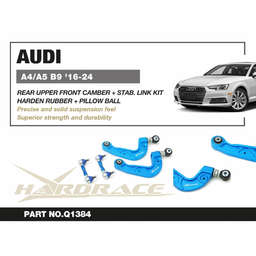 HARDRACE Q1384 Rear Upper Camber Arm + Stab. Link Kit 4pcs for for AUDI A4 / A5 (B9) 2016-2024 Photo-1