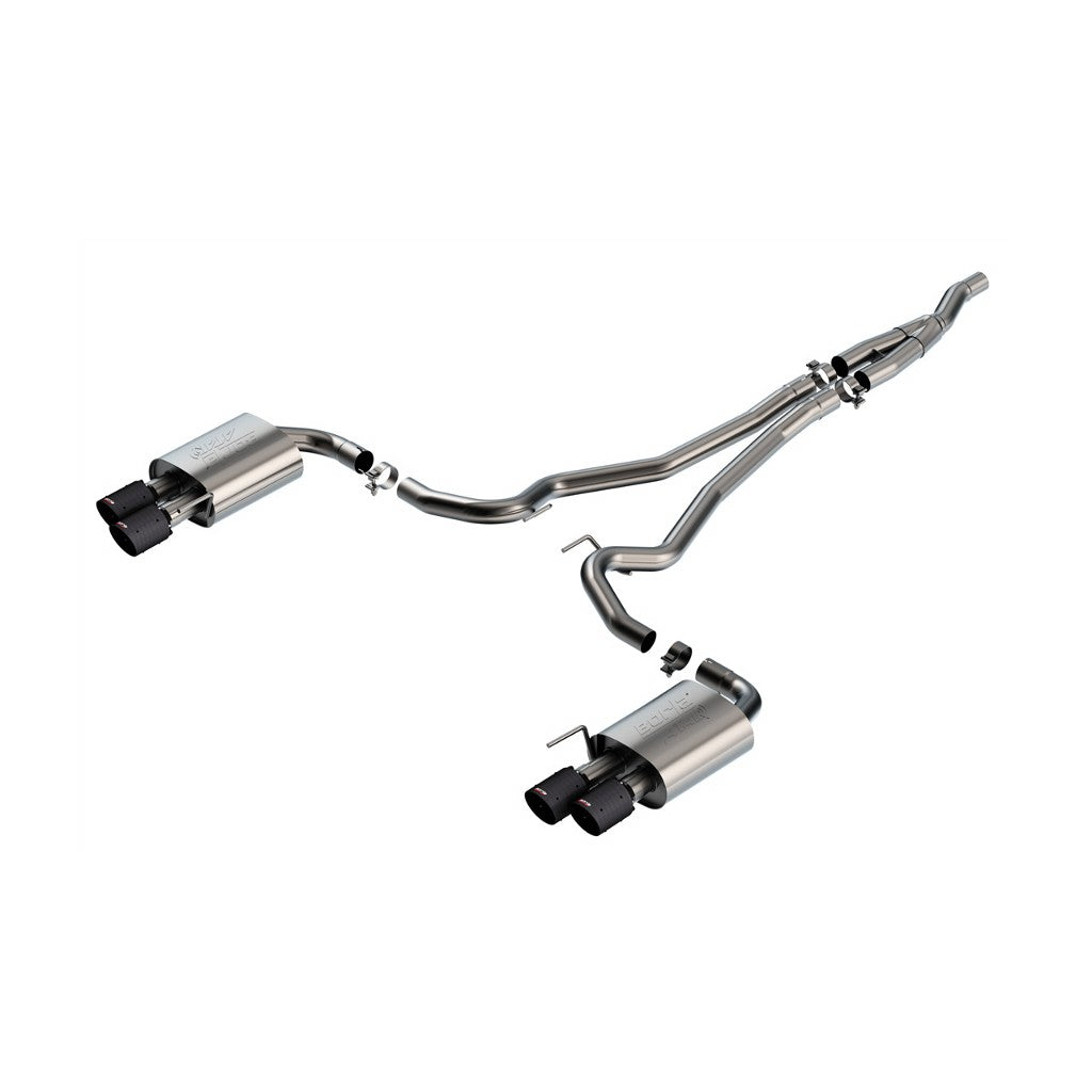 BORLA 140982CFBA Cat-Back Exhaust System 2.50" ATAK (4" Carbon Fiber Tips) for FORD Mustang 2.3L EcoBoost 2024 Photo-0