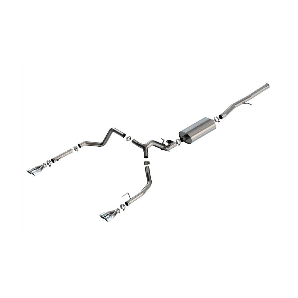 BORLA 140992 Cat-Back Exhaust System 2.75" Touring (3.5" x 3.28" Bright Chrome Tips) for CHEVROLET Silverado 1500 2024 / GMC Sierra 1500 2024 Photo-0