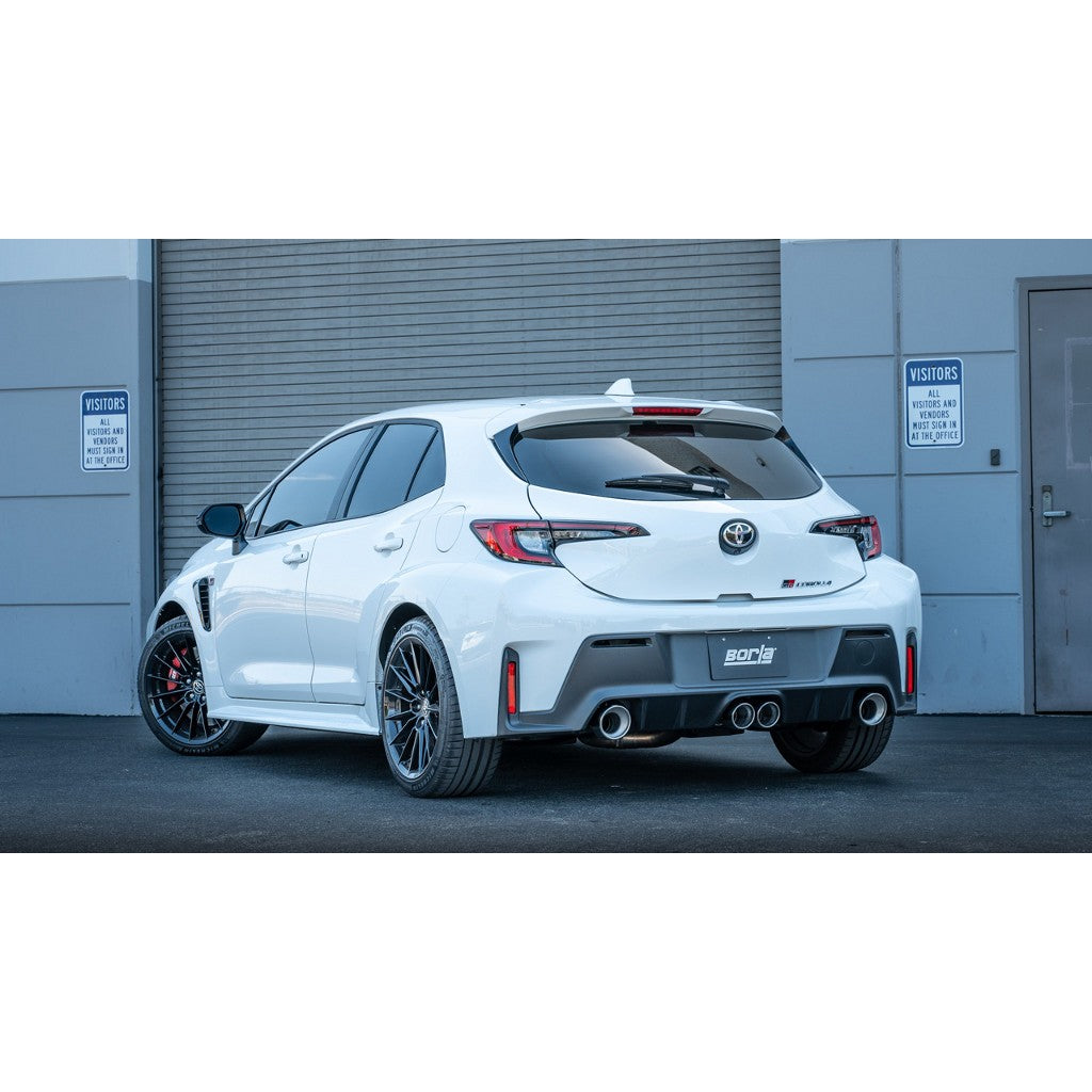 BORLA 140942 Cat-Back Exhaust System 3", 2.25" ATAK (3.5", 4.5" Polished Stainless Steel Tips) for TOYOTA Corolla GR 1.6L 2023-2024 Photo-1
