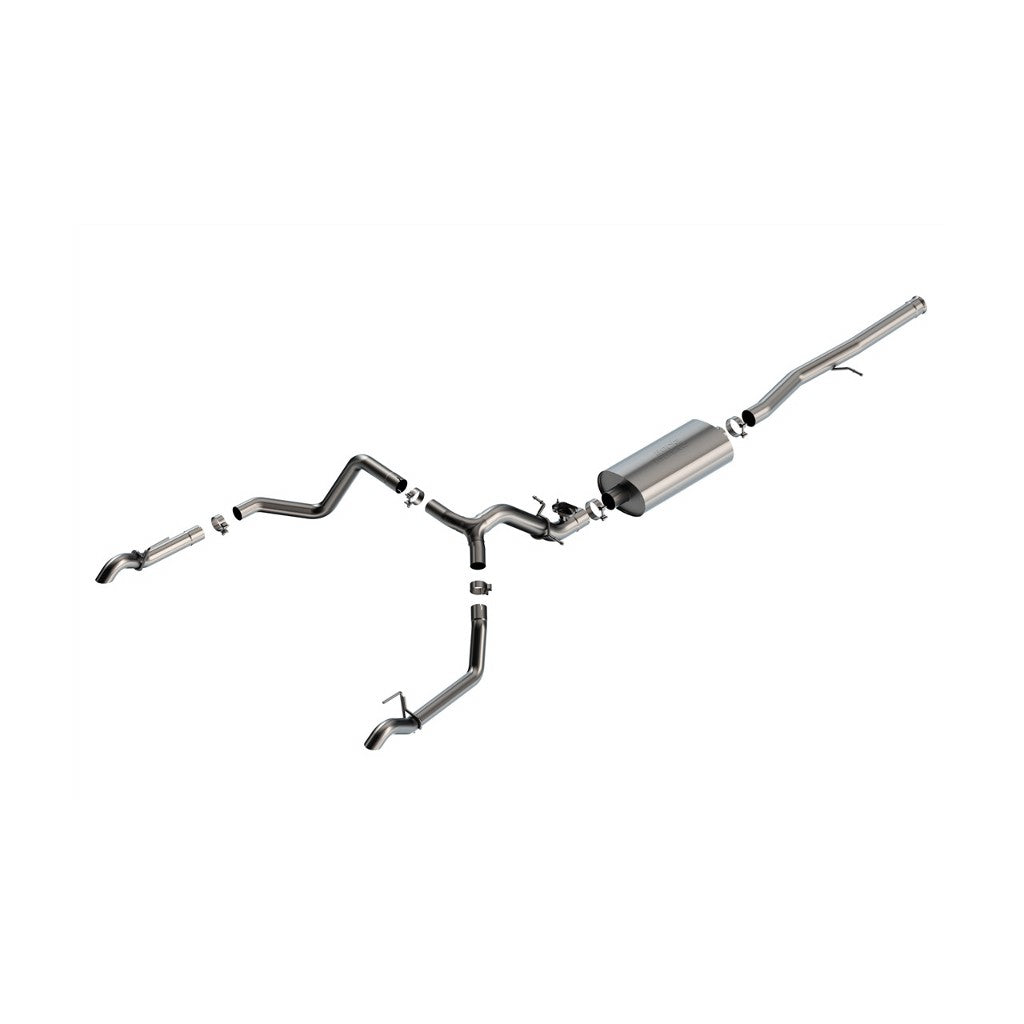 BORLA 141002 Cat-Back Exhaust System 2.75" Touring (2.25" Brushed Stainless Steel Tips) for CHEVROLET Silverado 1500 ZR2 / GMC Sierra 1500 AT4X 6.2L 2024 Photo-0