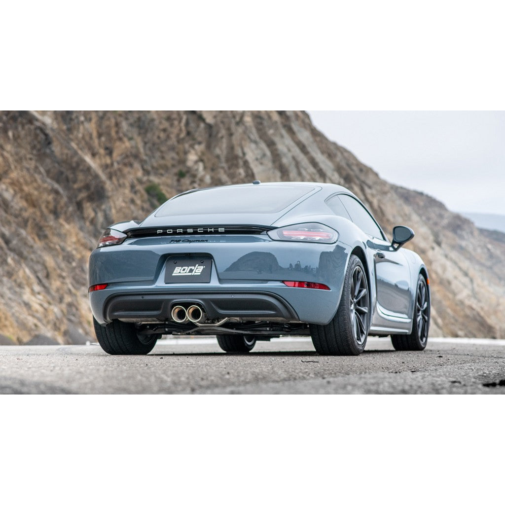 BORLA 140817 Cat-Back Exhaust System 2.25", S-Type (4" RD X 6.5" Tips) for PORSCHE Cayman 718 / Boxster 718 2.0L 2017-2023 2.0L Photo-1