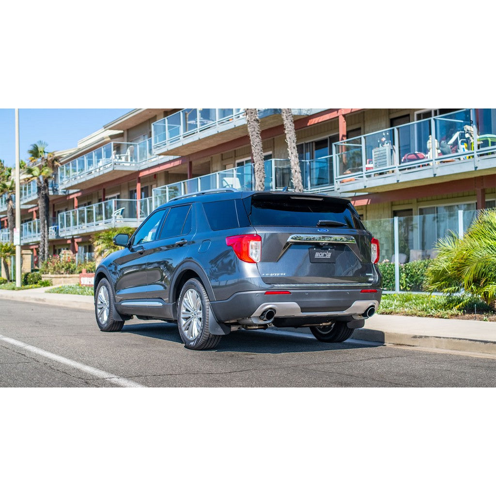 BORLA 140825BC Cat-Back Exhaust System 2.25", S-Type (4" RD X 8.0" Black Chrome Tips) for FORD Explorer Limited 2.3L i4 2020-2023 Photo-1