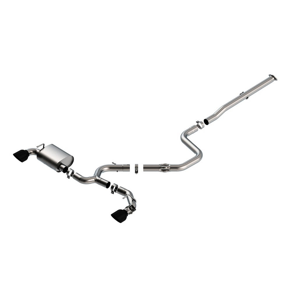 BORLA 140832BC Cat-Back Exhaust System 3", ATAK (5.0" RD X 6.5" Black Chrome Tips) for HYUNDAI Veloster N 2.0L i4 2019-2022 Photo-0