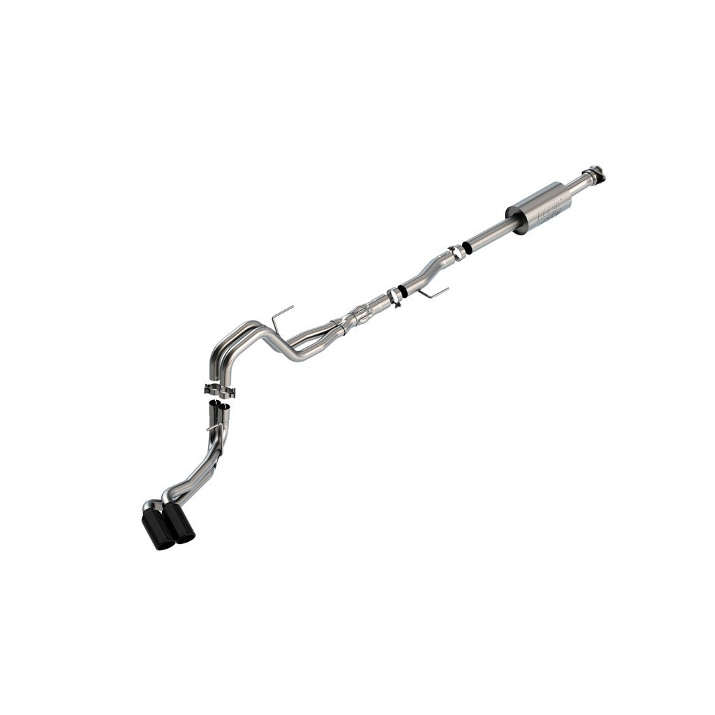 BORLA 140875BC Cat-Back Exhaust System 3", 2.25", ATAK (4" RD X 11" Black Chrome Tips) for FORD F-150 5.0L V8 2021-2023 Photo-0