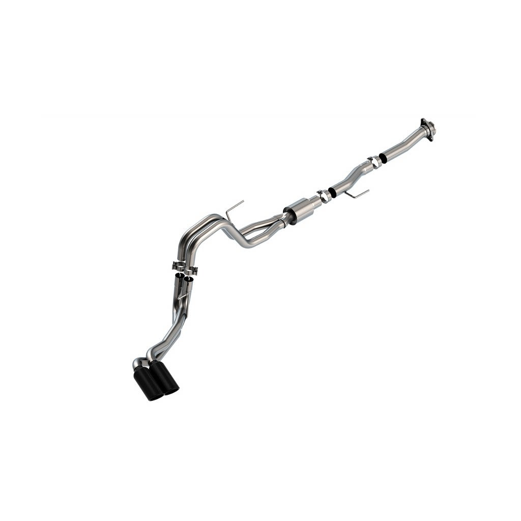 BORLA 140877BC Cat-Back Exhaust System 3", 2.25", ATAK (4" RD X 14" Black Chrome Tips) for FORD F-150 5.0L V8 2021-2023 Photo-0