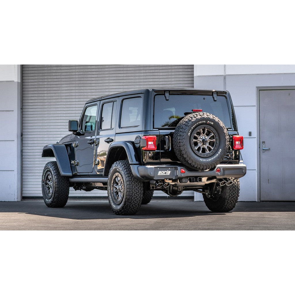 BORLA 140893 Cat-Back Exhaust System 3.00", ATAK (4.0 RD X 4.75" And 4.0 RD X 6.0" Tips) for JEEP Wrangler Rubicon 392 6.4L V8 2021-2023 Photo-1