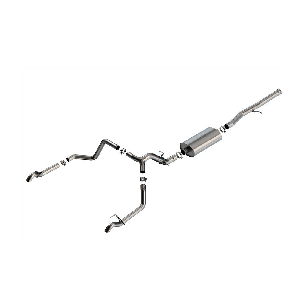 BORLA 140913 Cat-Back Exhaust System 3.50", 2.75", Touring (Turndown Tips) for CHEVROLET Silverado 1500 ZR2 2022-2023 / GMC Sierra 1500 AT4X 6.2L V8 2022-2023 Photo-0