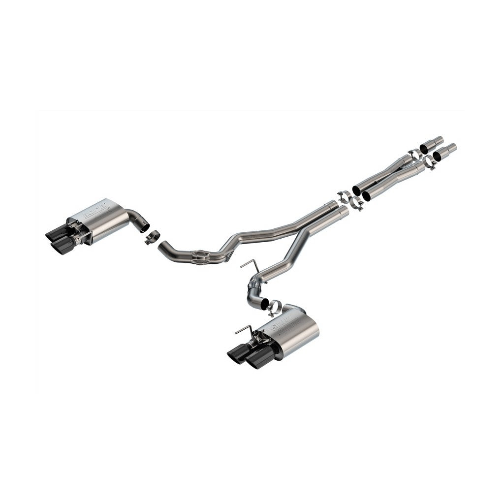 BORLA 140963BC Cat-Back Exhaust System 3", ATAK (4" RD X 9.50" And 4" RD X 6.14" Black Chrome Tips), Active Exhaust for FORD Mustang GT 5.0L V8 2024 Photo-0