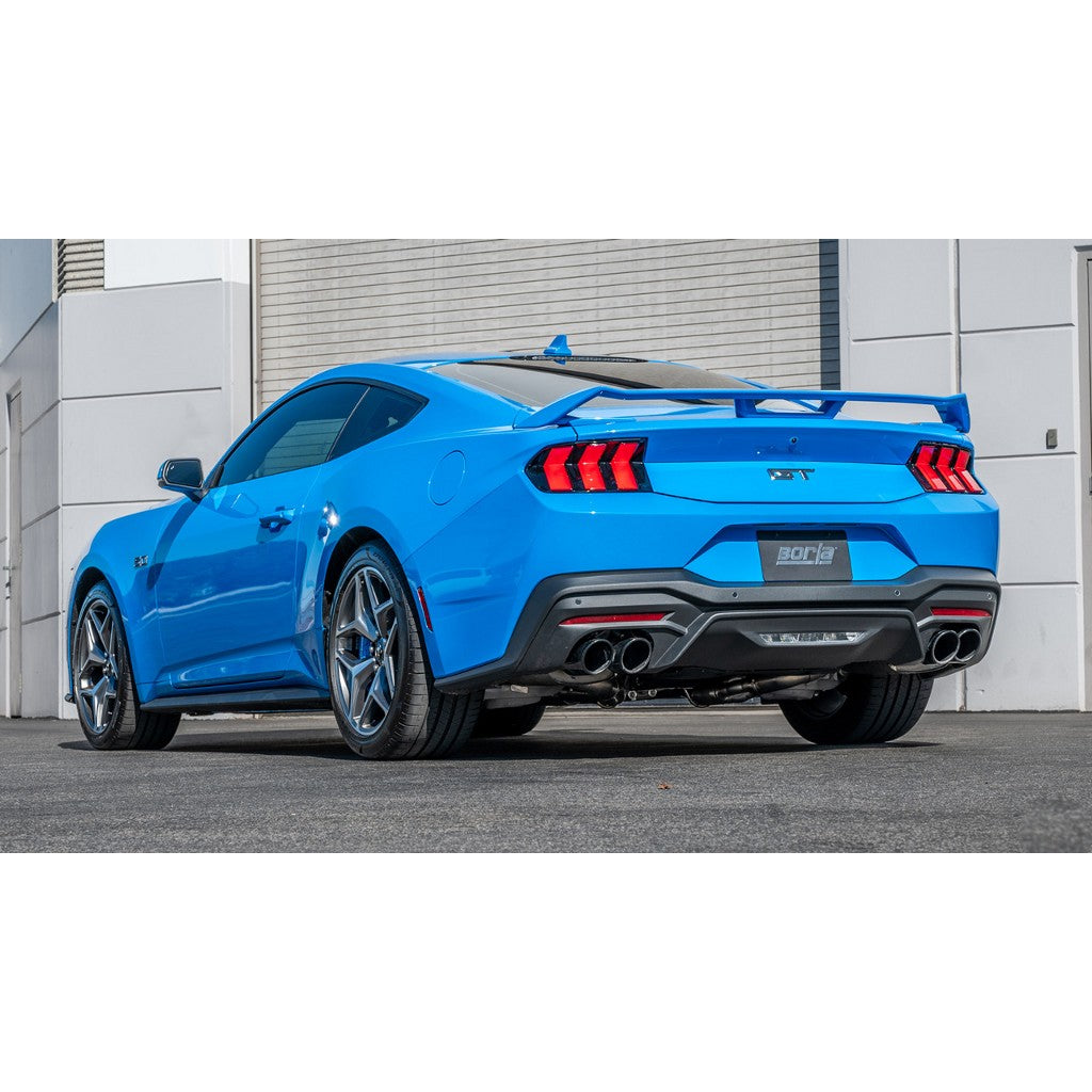 BORLA 140963BC Cat-Back Exhaust System 3", ATAK (4" RD X 9.50" And 4" RD X 6.14" Black Chrome Tips), Active Exhaust for FORD Mustang GT 5.0L V8 2024 Photo-1