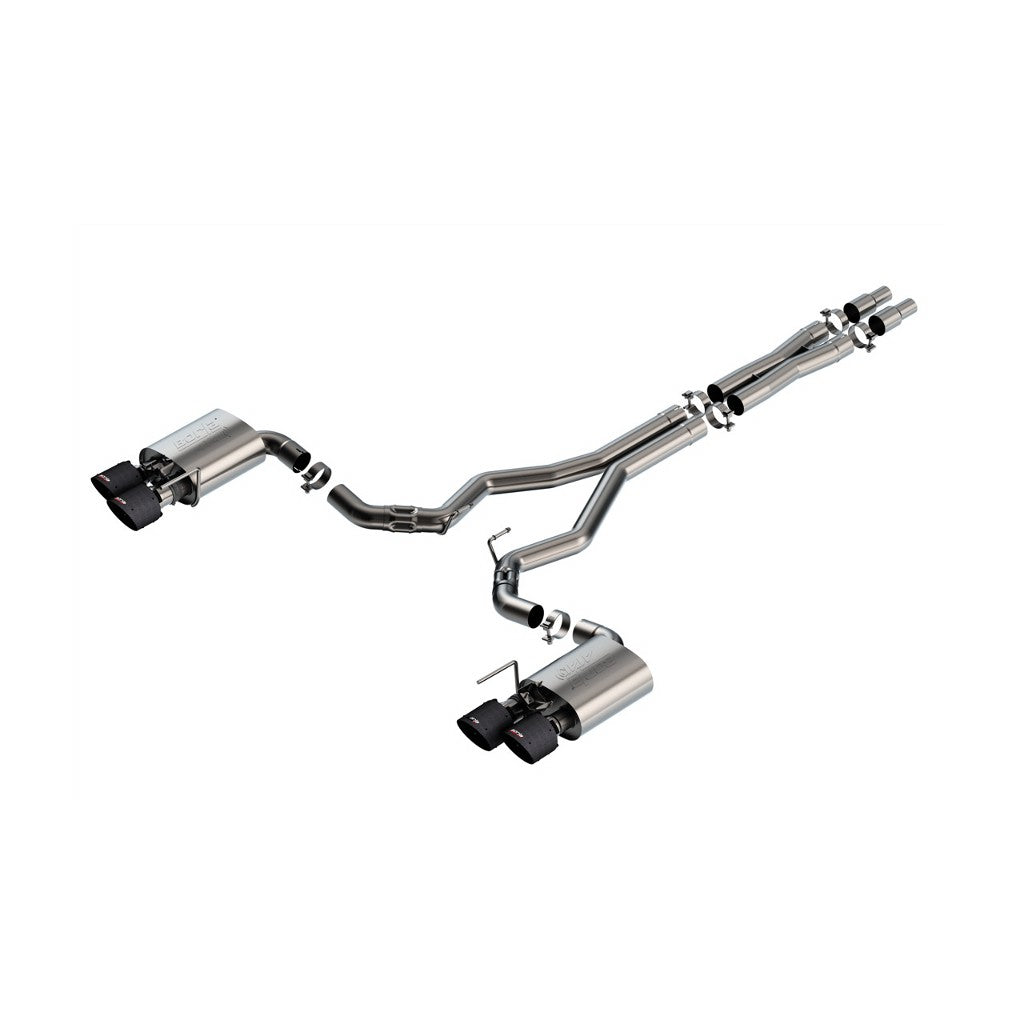 BORLA 140965CFBA Cat-Back Exhaust System 3" ATAK Sport (5" RD X 6.64" Carbon Fiber Black Anodized Tips), Active Exhaust for FORD Mustang Dark Horse 5.0L V8 2024 Photo-0