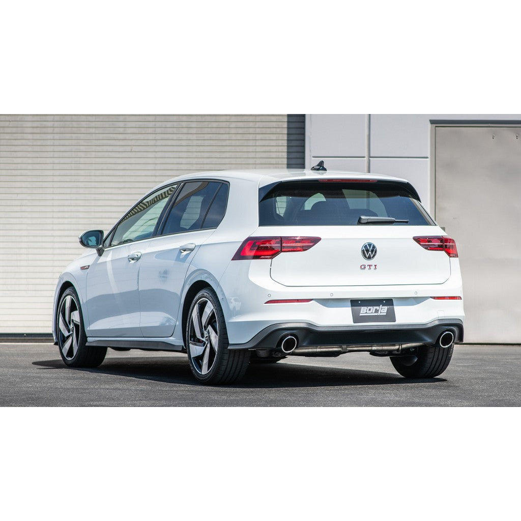 BORLA 1014052 Cat-Back Exhaust System 3", 2.25", Touring (4" Bright Chrome Tips) for VW GOLF 8 GTI GPF DSG MT 2.0L 2020-2023 Photo-1