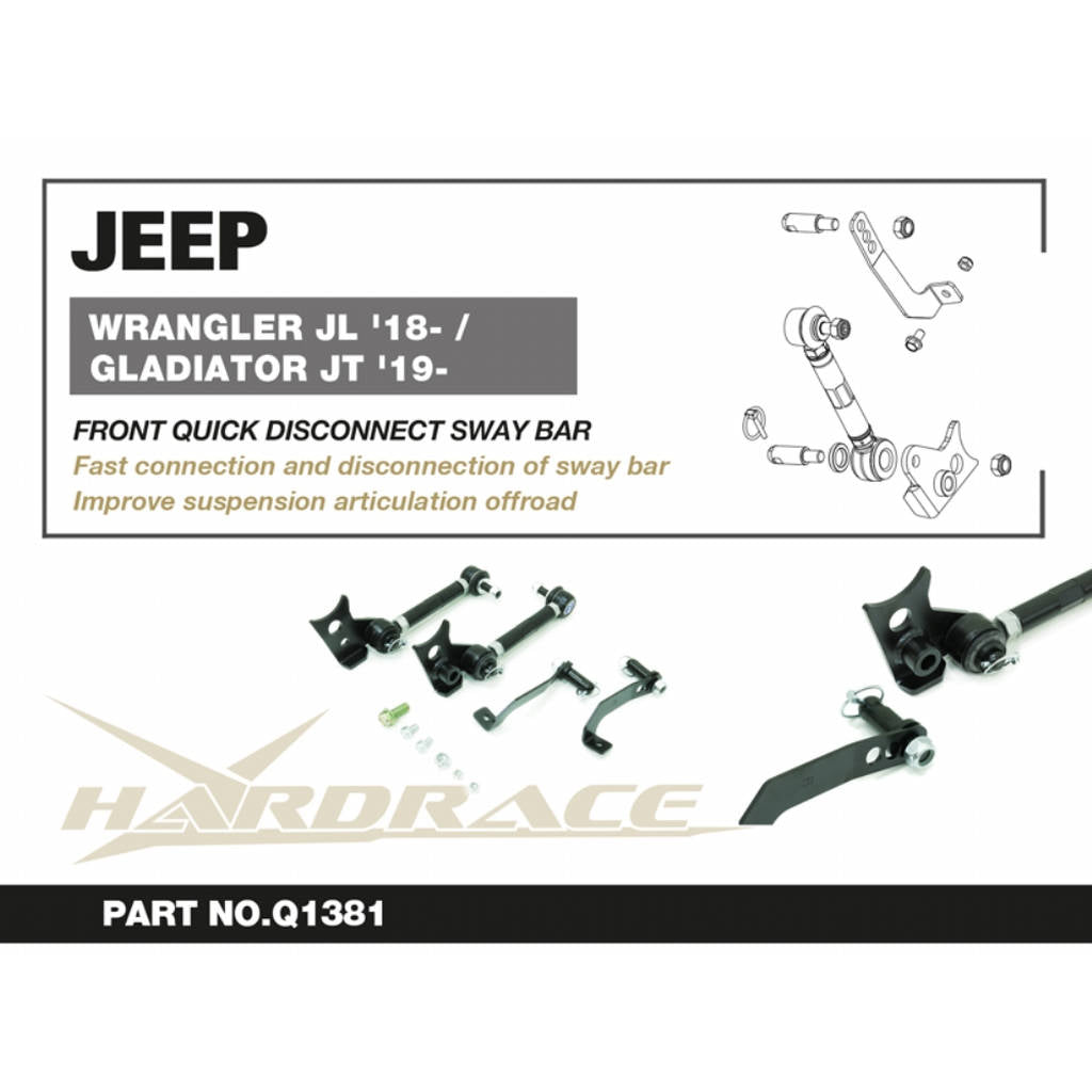 HARDRACE Q1381 Front Adjustable Quick Disconnect Stabilizer Link for 3" Lifts, 6pcs for JEEP Wrangler (JL) 2018-2024 / Gladiator (JT) 2019-2024 Photo-1