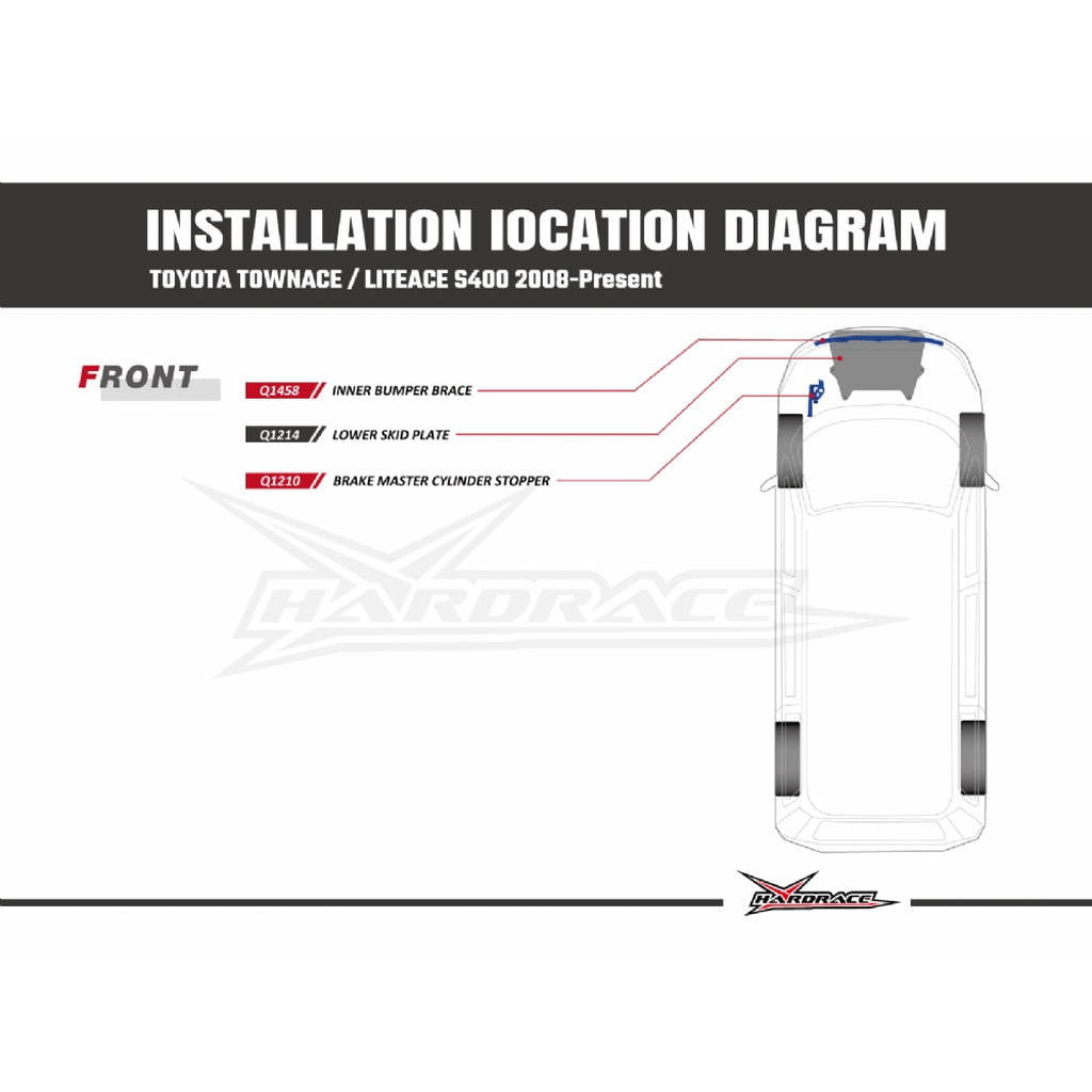 HARDRACE Q1458 Front Inner Bumper Brace for TOYOTA Town Ace / Lite Ace Truck 2008- Photo-8