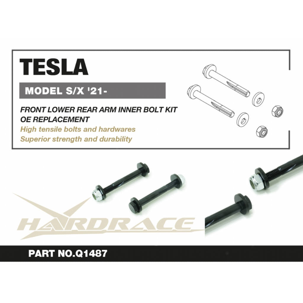 HARDRACE Q1487 Front Lower Rear Arm Inner Bolt Kit, 2pcs for TESLA Model S / Model X 2021- Photo-1