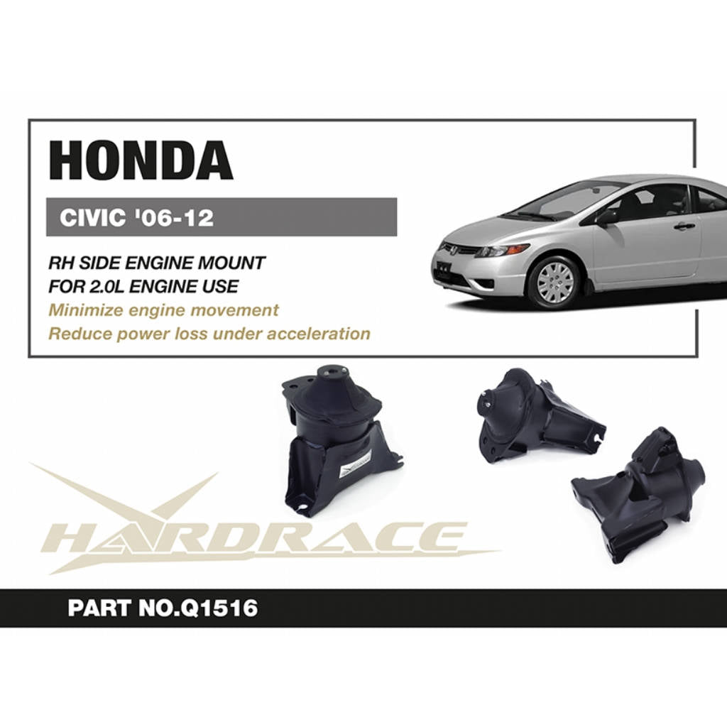 HARDRACE Q1516 Right Side Engine Mount (Harden Rubber) for HONDA Civic 2.0L / Type-R (FD2) Photo-1