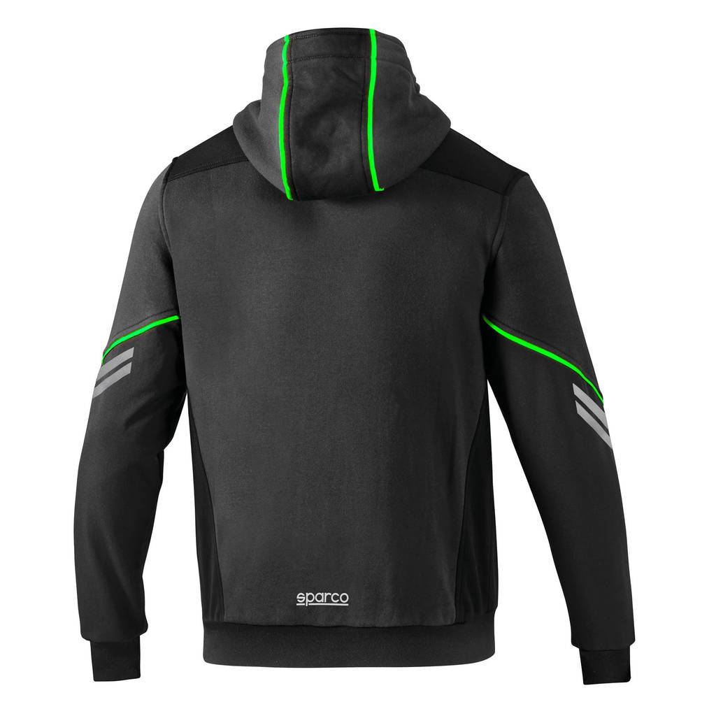 SPARCO 02414GSVF1S Mechanic's Tech Hooded Full Zip Sweatshirt TW, Grey / Green, Size S Photo-1