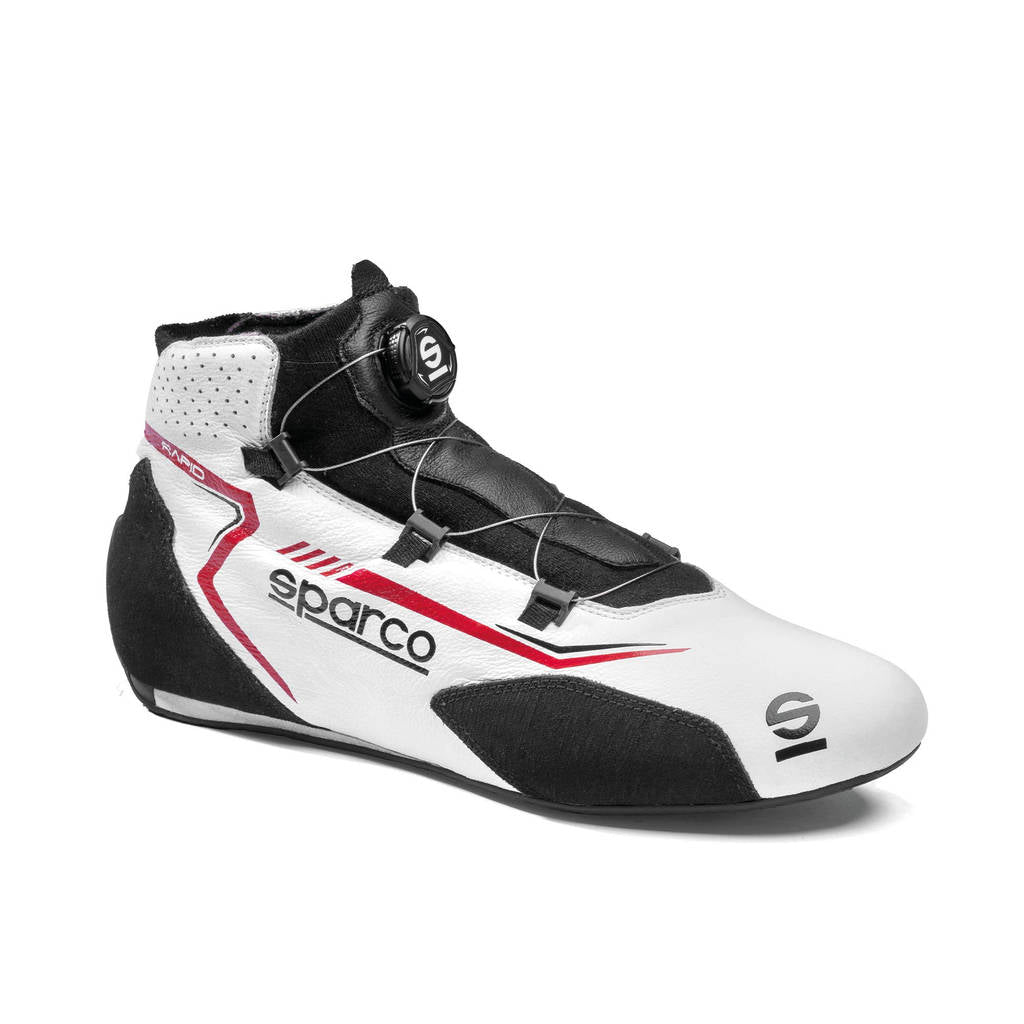SPARCO BRB0002B0W09045 Racing Shoes Rapid Rotor, White / Red, Size 45 Photo-0
