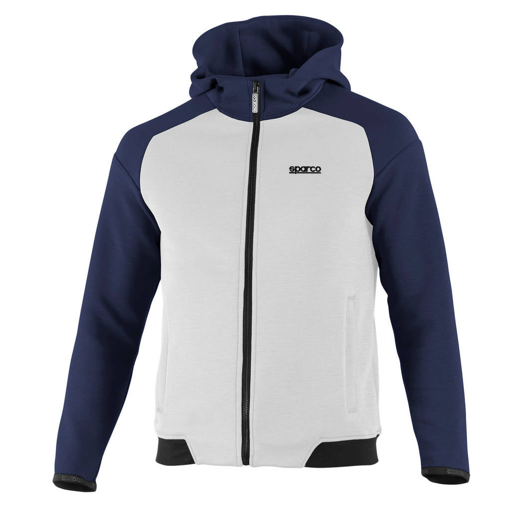 SPARCO BMJ0012B0W1800M Hooded Full Zip Sweatshirt, Navy Blue / White, Size M Photo-0