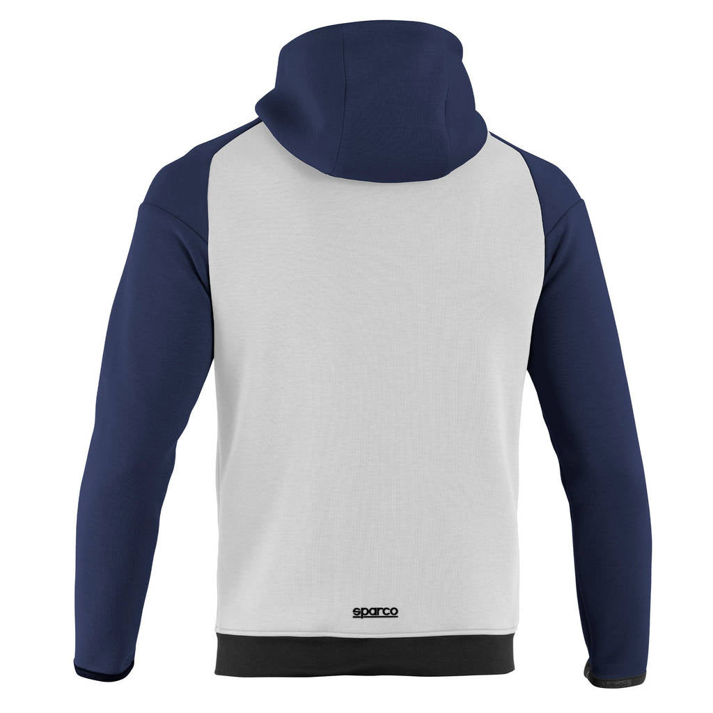 SPARCO BMJ0012B0W180XL Hooded Full Zip Sweatshirt, Navy Blue / White, Size XL Photo-1