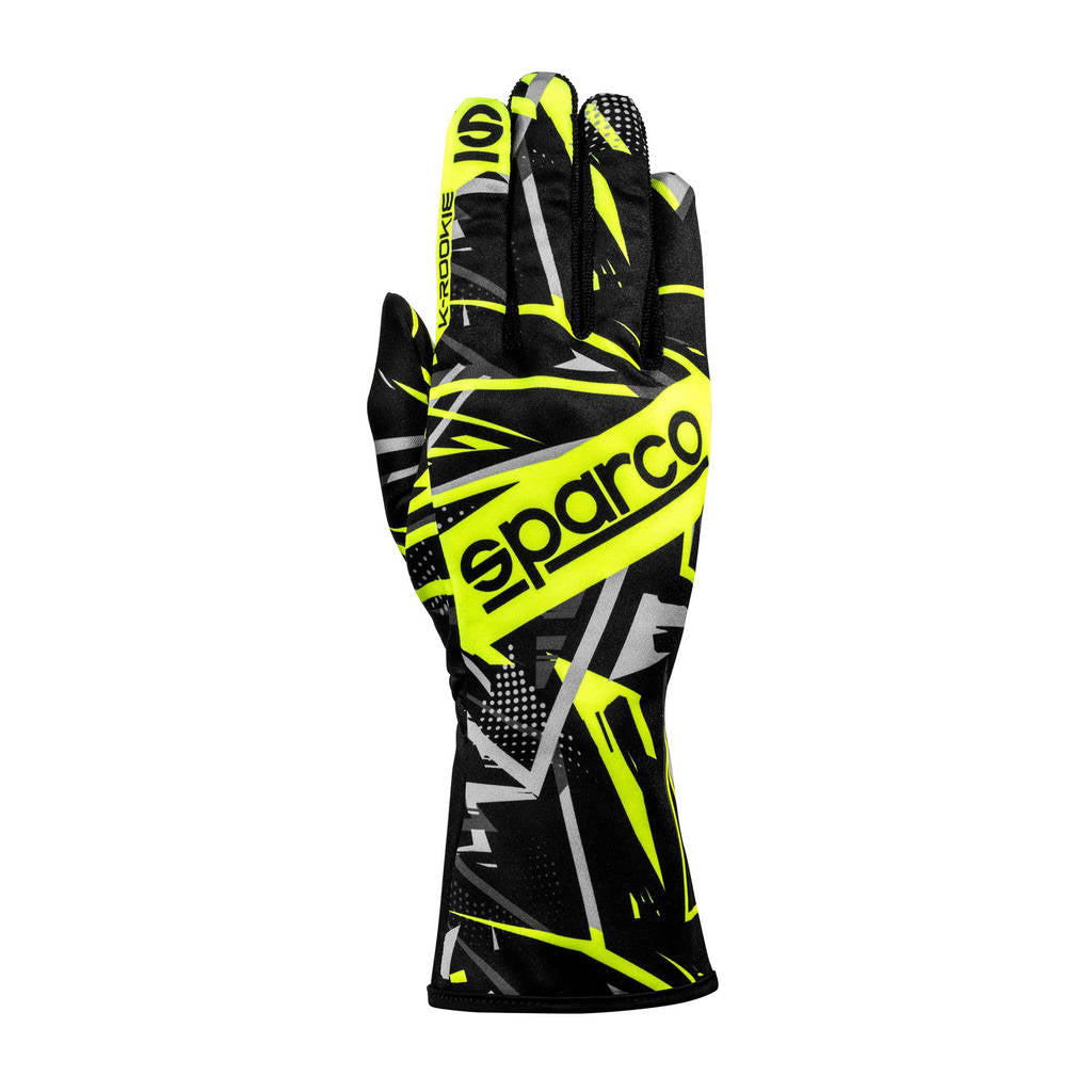 SPARCO BKG0001B0K08010 Karting Gloves K-Rookie, Black / Fluo Yellow, Size 10 Photo-0