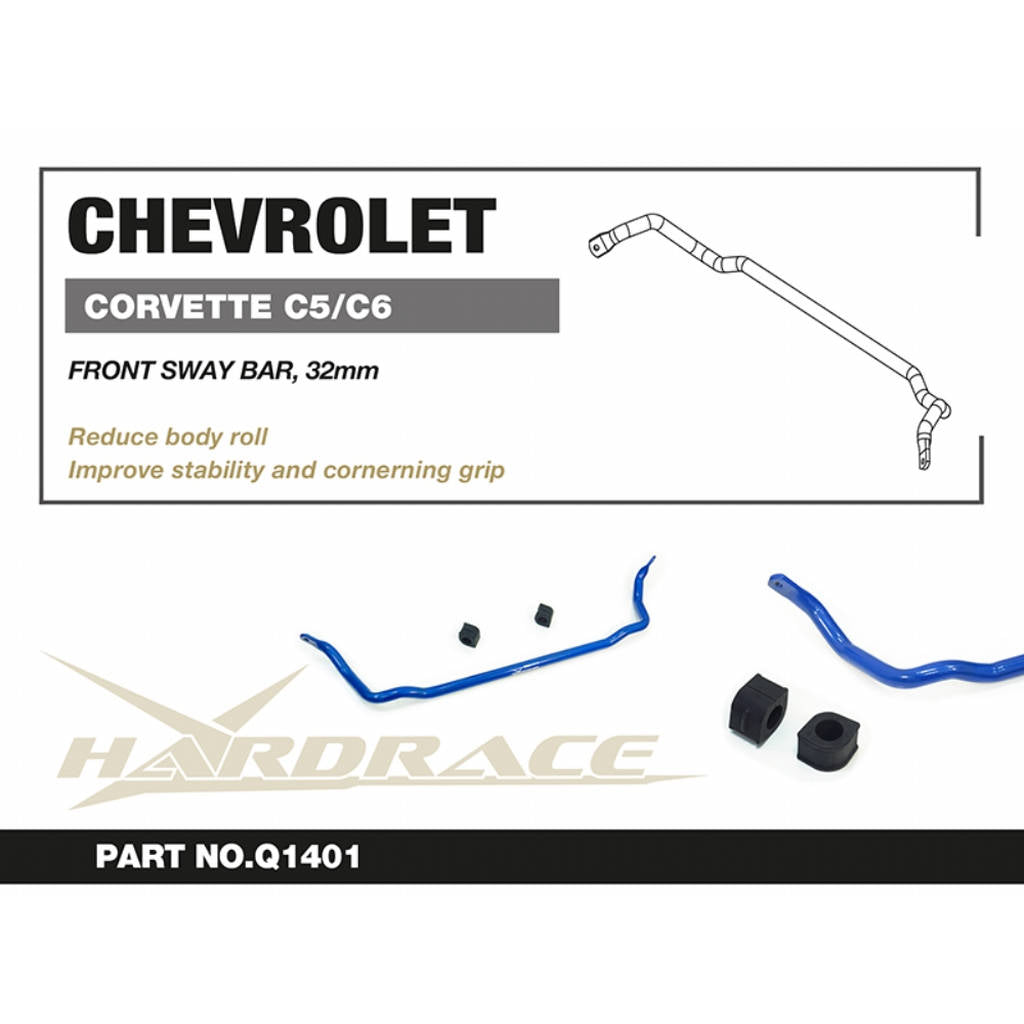 HARDRACE Q1401 Front Sway Bar, 32mm, 3pcs for CHEVROLET Corvette (C5 / C6) 1997-2013 Photo-1