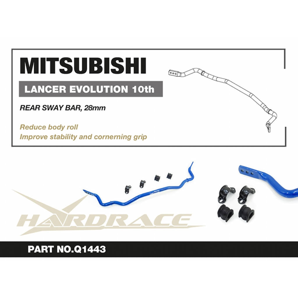 HARDRACE Q1443 Rear Sway Bar, 28mm, 5pcs for MITSUBISHI Lancer Evo X Photo-1