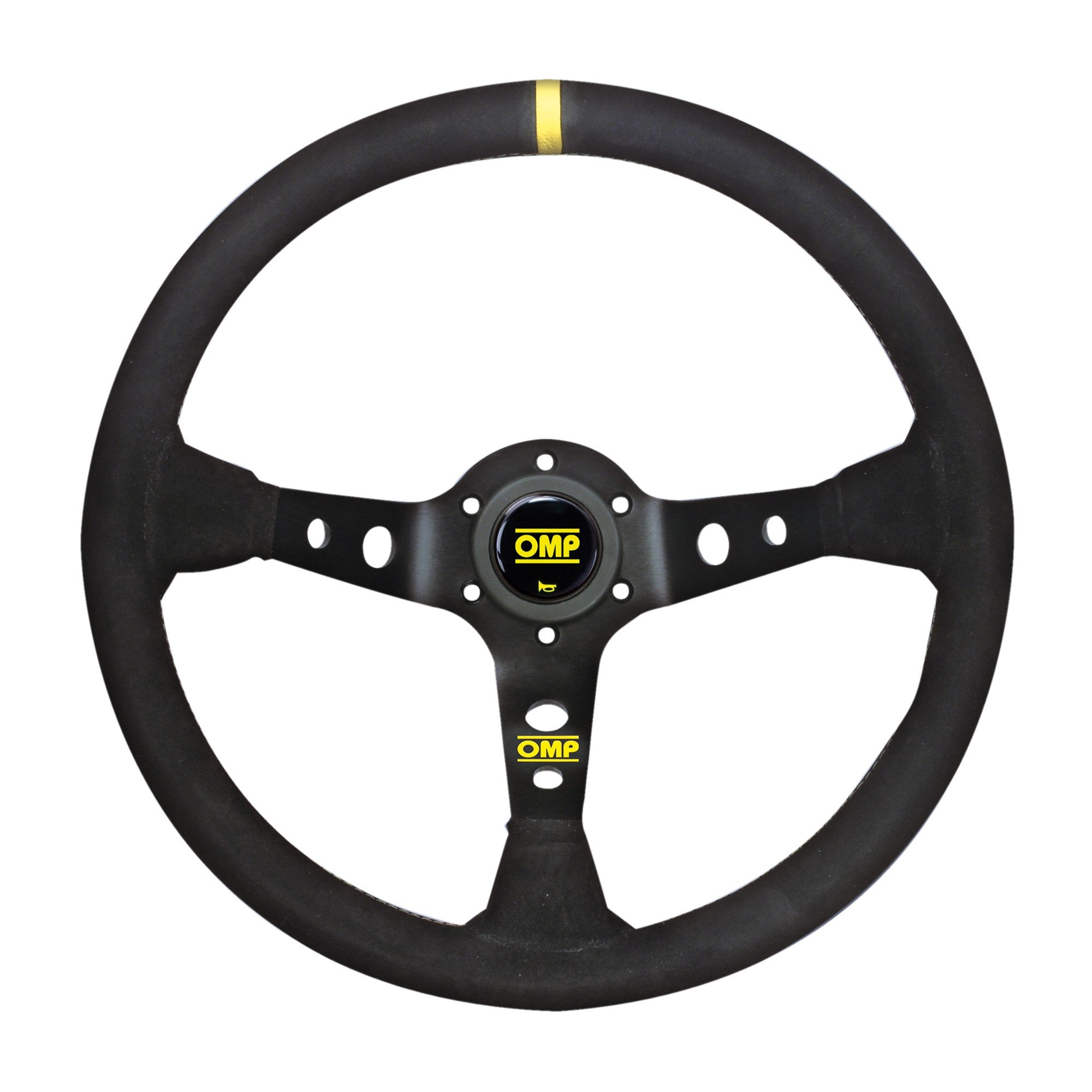 OMP OD0-1954-071 (OD/1954/N) Steering wheel CORSICA, suede, black/black (yellow stitching), diam.350mm, reach 95mm Photo-0