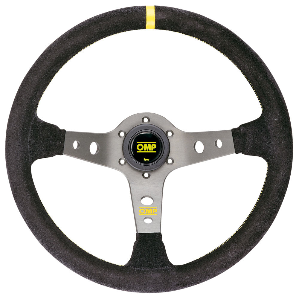 OMP OD0-1954-371 (OD/1954/TN) Steering wheel CORSICA, suede, black/titan (yellow stitching), diam.350mm, reach 95mm Photo-0