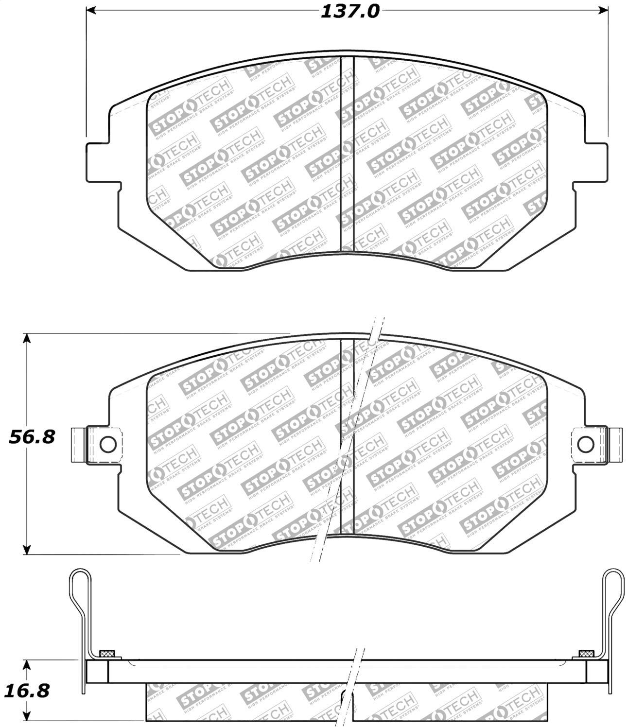 STOPTECH 305.09290 Front Street Select Brake Pads with Hardware SAAB/SUBARU 9-2X/Baja/Forester/Impreza 2001-2015 Photo-2