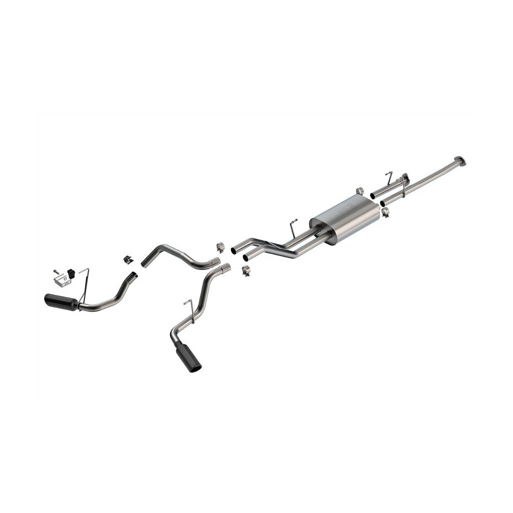 BORLA 140332BC Cat-Back Exhaust 2.25", Touring (4" Black Chrome Tips) for TOYOTA Tundra 4.6L / 5.7L 2009-2021 Photo-0