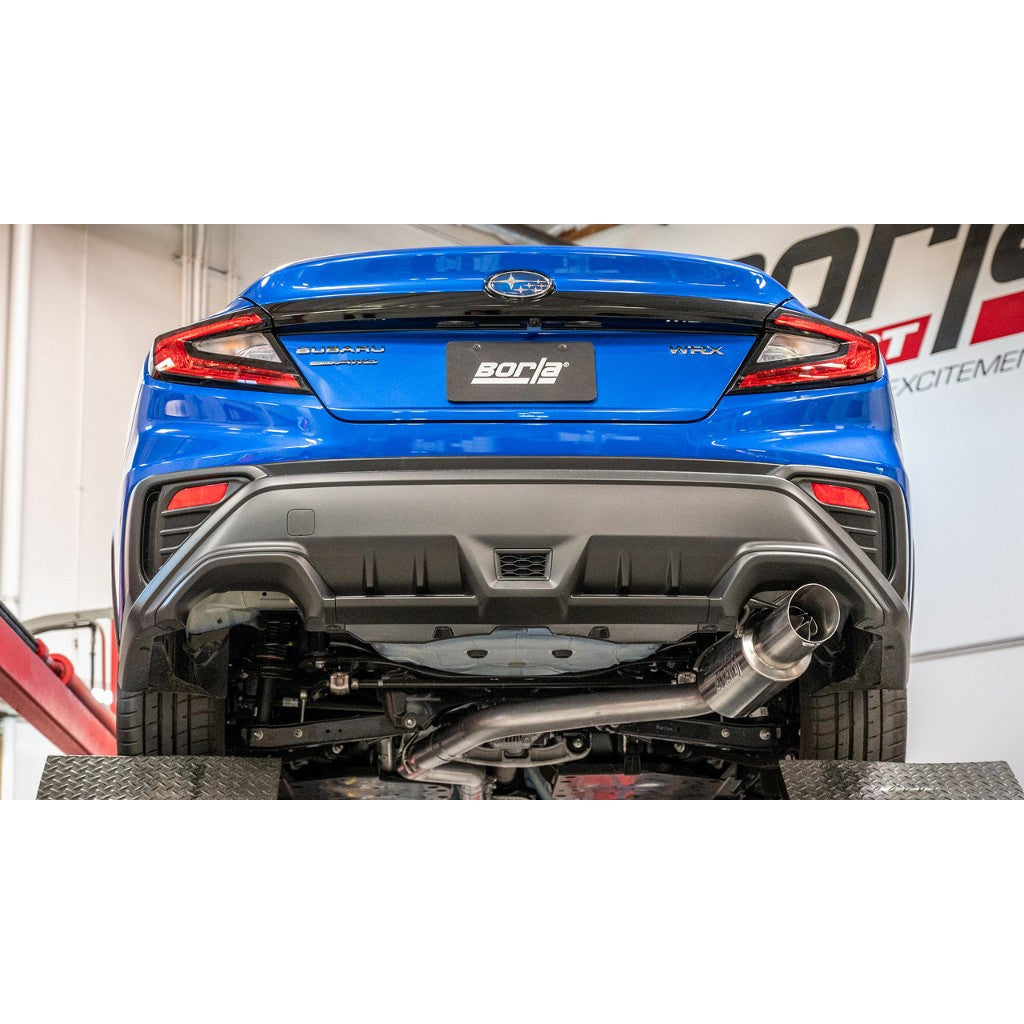 BORLA 140931 Cat-Back Exhaust 3", ATAK (4.5" Brushed Steel Tips) for SUBARU WRX 2.4L 2022-2025 Photo-1