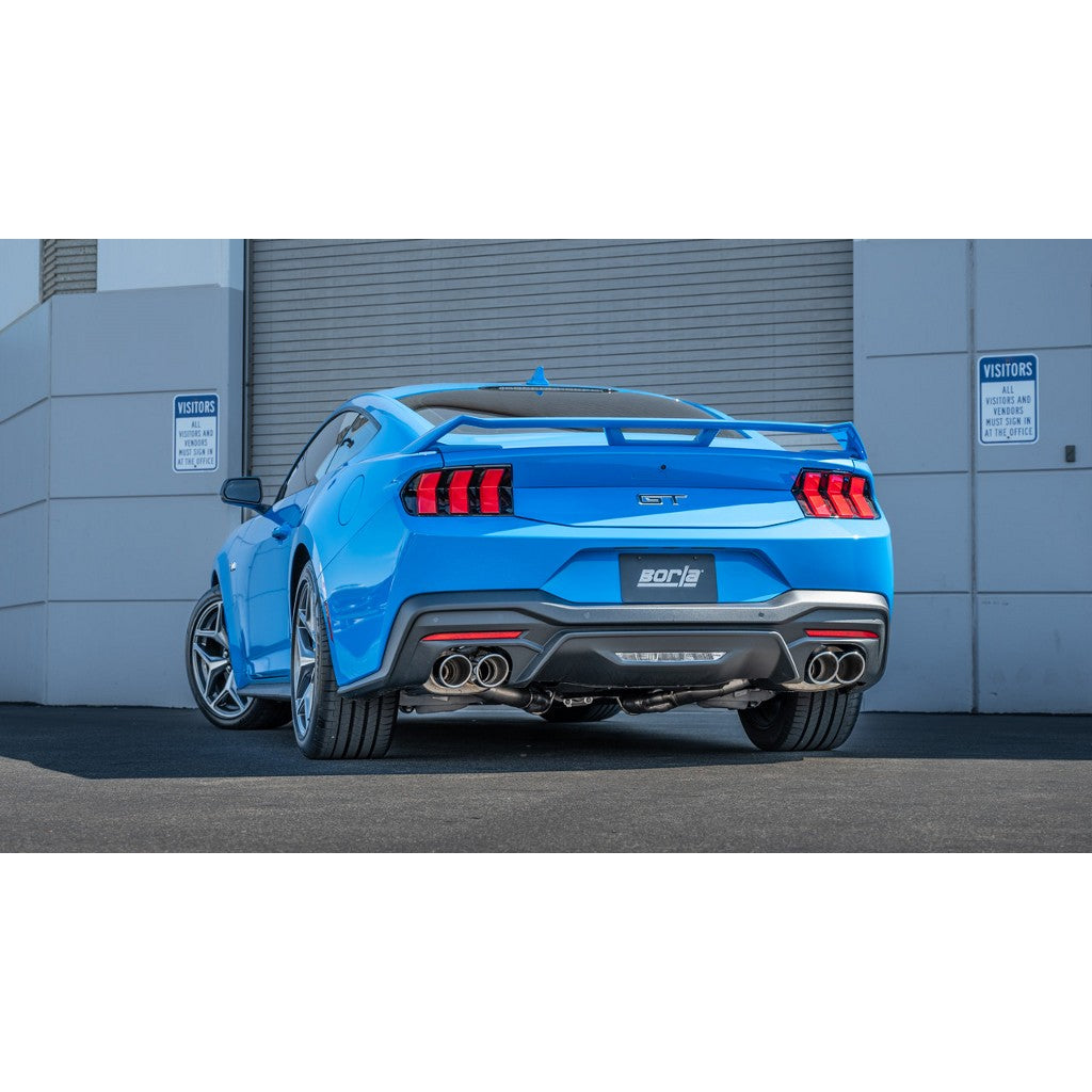 BORLA 140962 Cat-Back Exhaust 3", S-Type (4" Bright Chrome Tips) for FORD Mustang GT 5.0L V8 2024- Photo-1