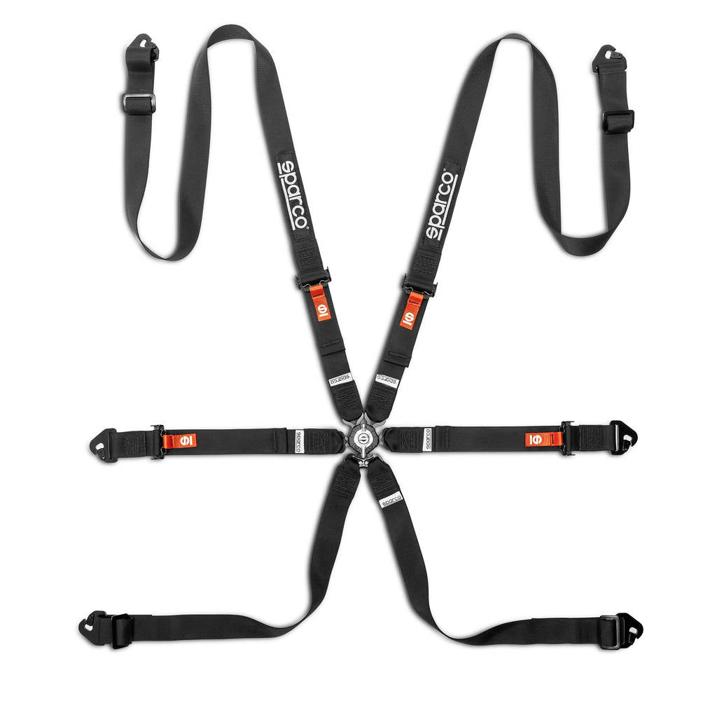 SPARCO BRN0081B0K0100N Safe Harness Competition H-2PU, 6 Point, Black Photo-0