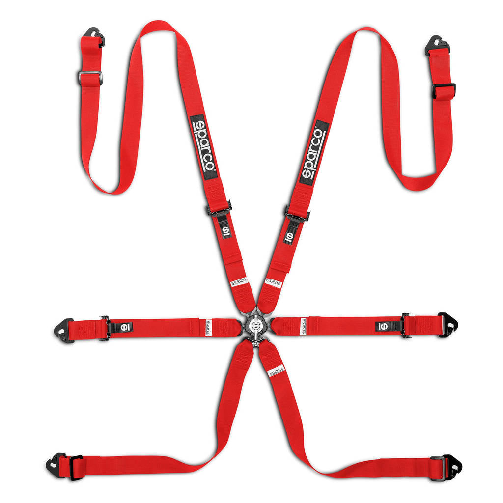 SPARCO BRN0081B0R0100N Safe Harness Competition H-2PU, 6 Point, Red Photo-0