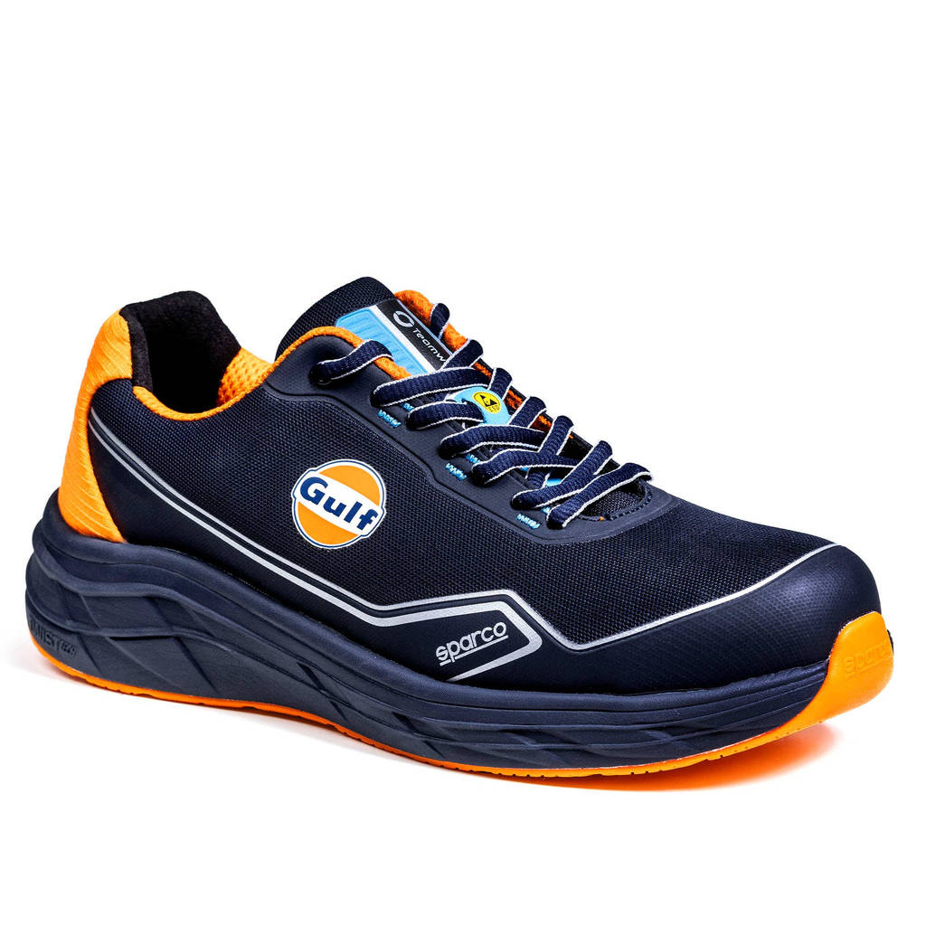 SPARCO 07545GU44BMAF Mechanics Shoes Mirage Gulf S1PS, Navy Blue/Fluo Orange, Size 44 Photo-0