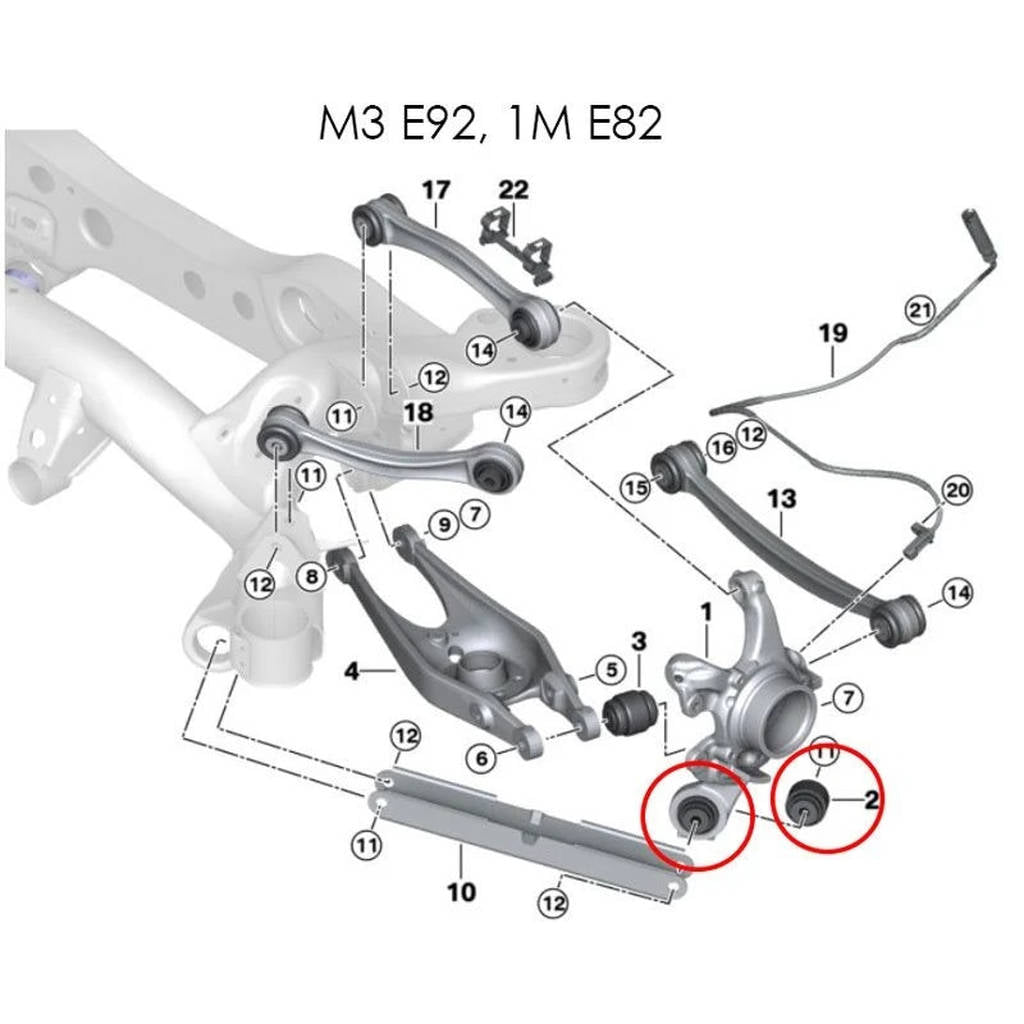 MILLWAY 90452-2 Eccentric Rear Control Arm Bushings for BMW 1M (E82) / M3 (E90 / E92 / E93) Photo-1