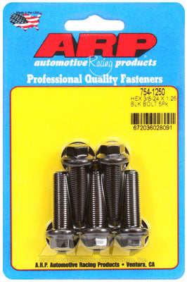 ARP 754-1250 SAE Bolt Kit 3/8-24 x 1.250 hex 7/16 wrenching black oxide bolts Photo-0