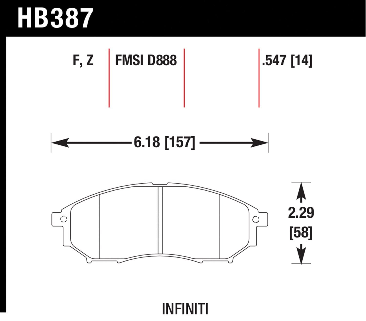 HAWK HB387F.547 06-09 HPS Street Front NISSAN 350Z/05-08 INFINITI G35 w/o Brembo Photo-1