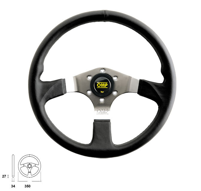 OMP OD0-2019-189 (OD/2019/LN) Steering wheel ASSO, leather, black, diam.350mm, reach 00mm Photo-0
