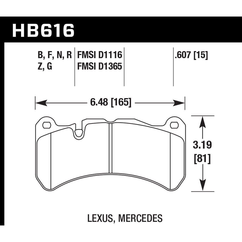 HAWK HB616N.607 Brake Pads HP PLUS (N) Front LEXUS IS F/MERCEDES-Benz SLK55 AMG/CLK63 AMG Photo-2