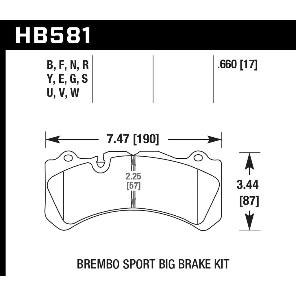 HAWK HB581B.660 Street 5.0 Brake Pads Brembo 6 pistons type J, N/PORSCHE 911 (997) 3.8 GT3 Photo-2
